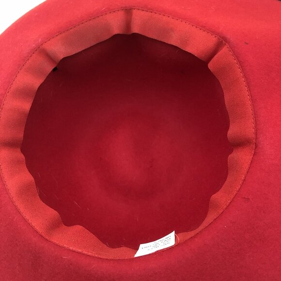 Vintage Wool Wide Brim Hat Red Purple Velvet Trim Bow Elegant Classic 57cm main image 10